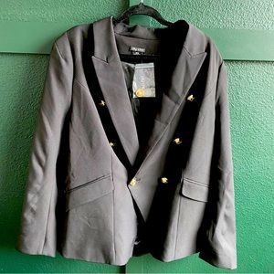 NWT SZ 18 City Chic Black Blazer Gold Button detail Rock Royalty Double Breasted